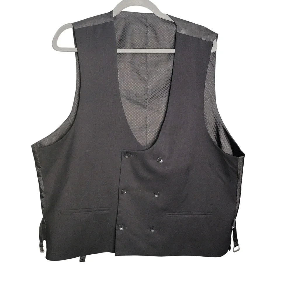 Unbranded Vest Mens 2XL‎ Black Double Breasted Formal Waistcoat Cinch Back